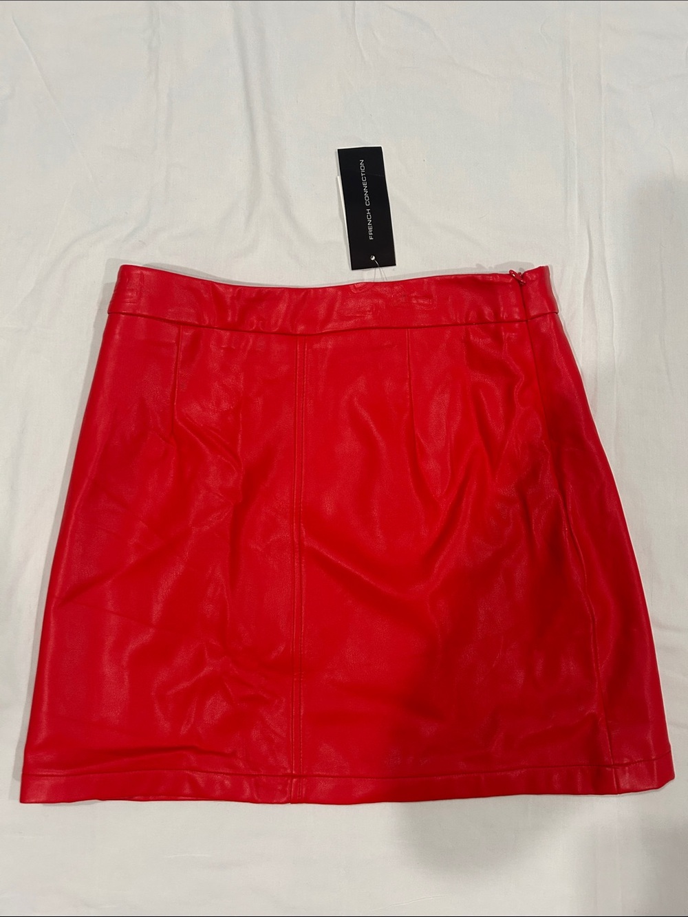French Connection Red Faux Leather Mini Skirt